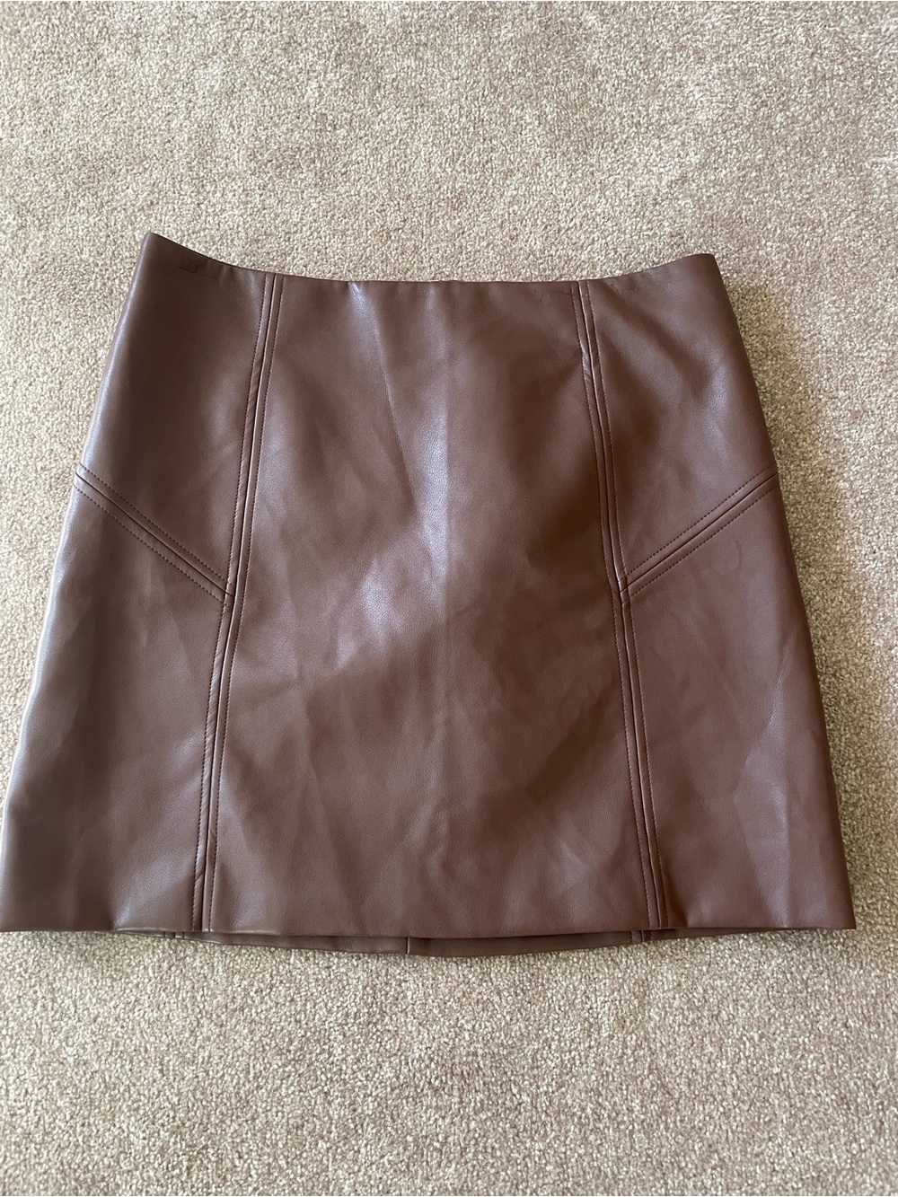 bagatelle Brown Faux Leather Panel Mini Skirt